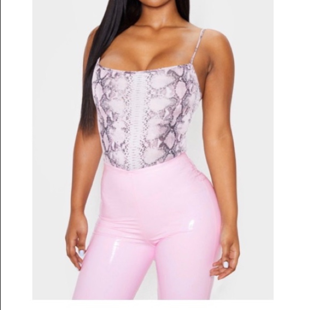 Pink Snake Straight Neck Bodysuit